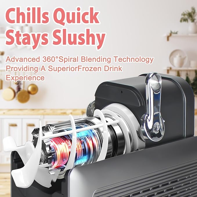 Slushie Machine for Home - 88oz Frozen Drink Maker Slushy Machine, 2-In-1 Soft Ice Cream Maker, 6 Preset Programs| Slushie, Cocktails, Frappés, Ice Cream, Smoothies, Milkshakes (Screen Version）