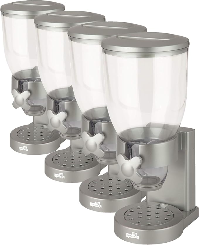 Honey-Can-Do Zevro /GAT102 Indispensable Dry Food Dispenser, Single Control, Silver (Pack of 4)