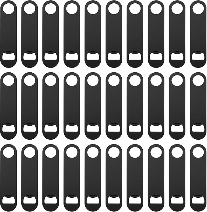 30 Pcs Flat Bottle Opener 4.9x 1.18 inches Black Stainless Steel Beer bottle Openers Heavy Duty Bar Blade Solid Bottle Cap Opener Funny Bartender Bottle Opener for Restaurant Party Supplies