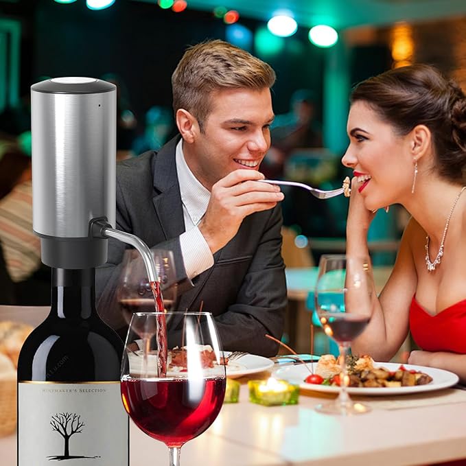 Wine Aerator Electric Wine Decanter Automatic Wine Aerator,Wine Dispenser Wine pourer with Rechargeable for Christmas, parties, weddings, dates (Black)