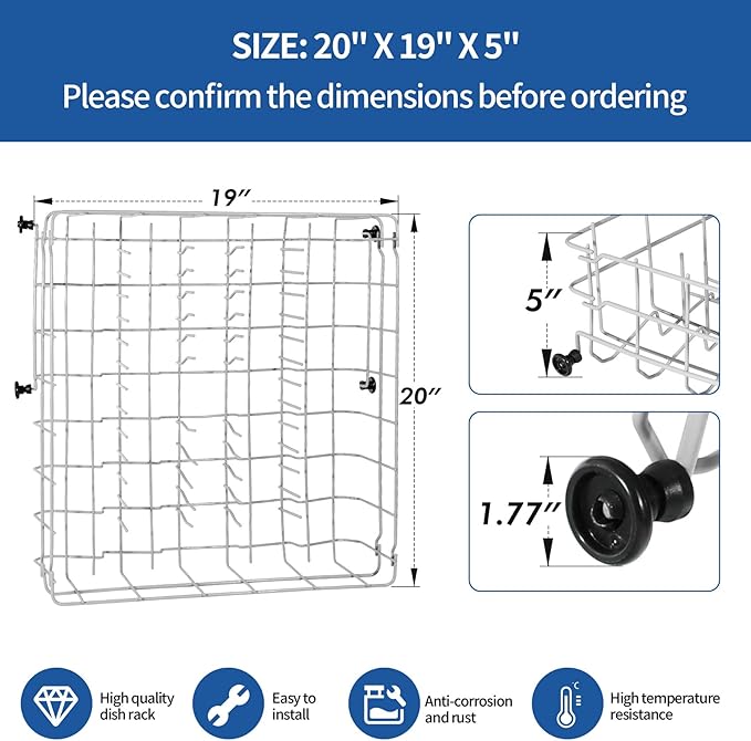 5304535380 Dishwasher Upper Dishrack Replacement, Compatible With Kenmore Crosley Frigidaire Upper Dishrack Assembly, Part Numbers 154331502 5304498202 5304498220 5304517202 5304517201 AP7215765