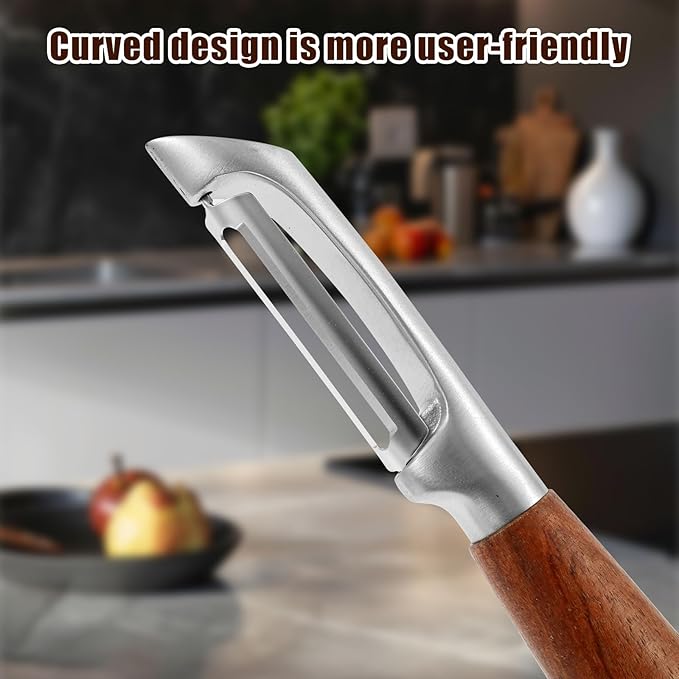 5Pcs I Style Stainless Steel Vegetable Peeler for Fruit Veggie Heat Resistant Incisive Cucumber Peeler With Solid Wood Handle for Home Kitchen Use