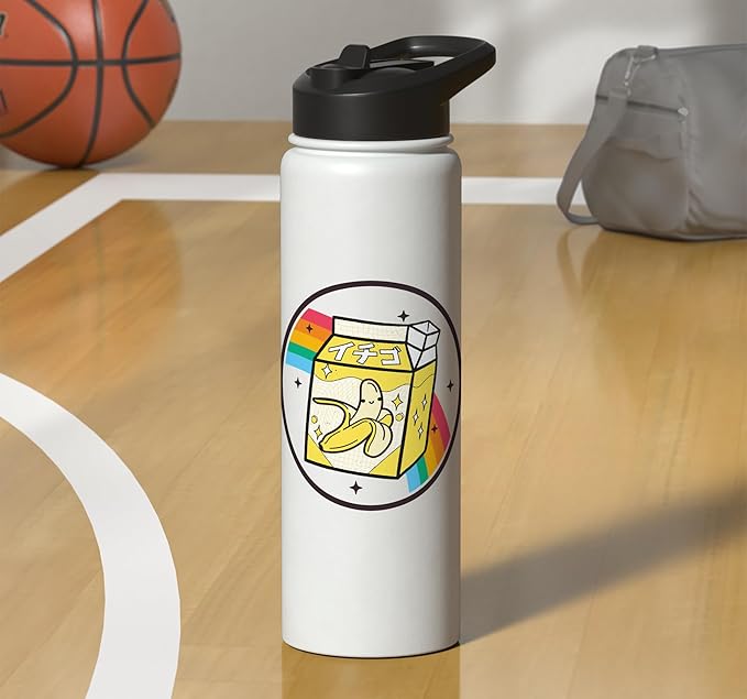 Banana Milk Carton Rainbow Japan Style Otaku Vaporwave Anime Stainless Steel Insulated Water Bottle