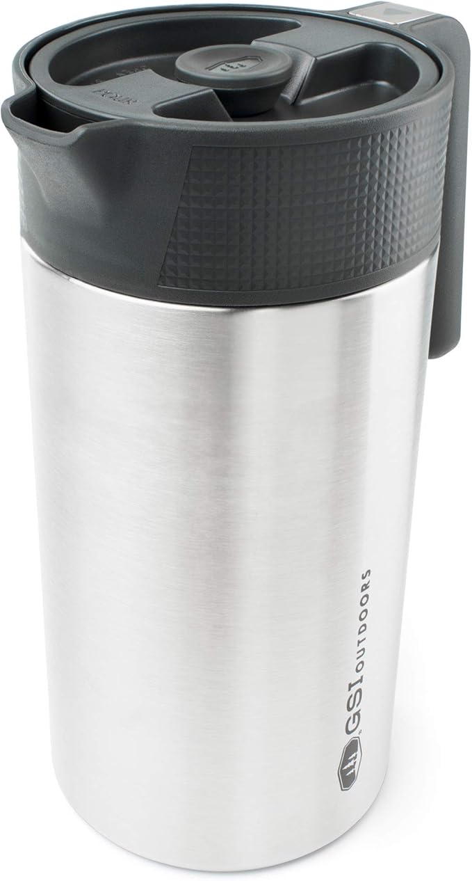 GSI Outdoors Glacier Stainless JavaPress, 30oz French Press Coffee Mug for Camping