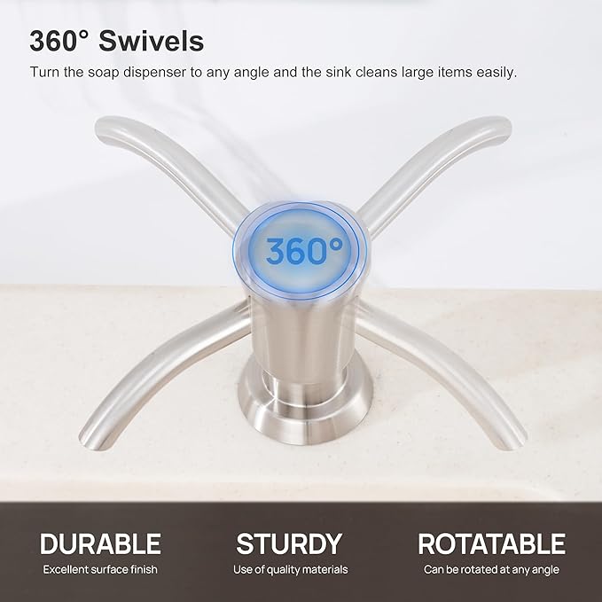 GAGALIFE Built in Counter Soap Dispenser (Brushed Nickel) for Kitchen Sink and Extension Tube Kit, Anti-Leakage Upgrade with 40" Tube No More Top Refill