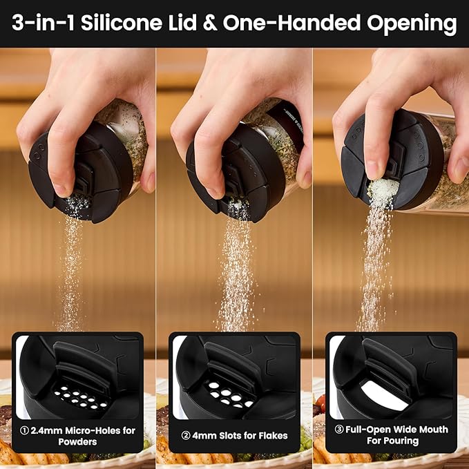 12 pcs Glass Spice Jars With Labels,6oz Glass seasoning Containers with Silicone Lids,Small Spice Storage Bottles for Kitchen Organizer,Seasoning Jars for Spice Rack,Cabinet,or Drawer
