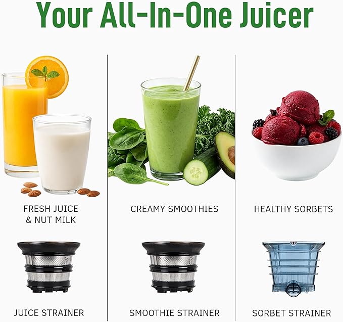Kuvings AUTO10 Cold Press Juicer Machine – Self-Feeding for Hands-Free Use – Easy to Clean, Quiet 240W Motor, 100 oz Large Masticating Juicer – Designed for Silky Juice with Low Pulp – Matte Black