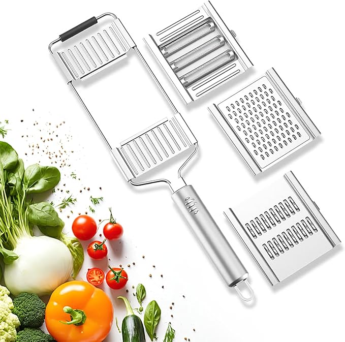 Grater Multifunctional 4 in 1 Handheld Cheese Grater, Professional Stainless Steel Cheese Graters for Kitchen, Durable, Dishwasher Safe, Easy To Use and Clean Essential Kitchen Gadgets