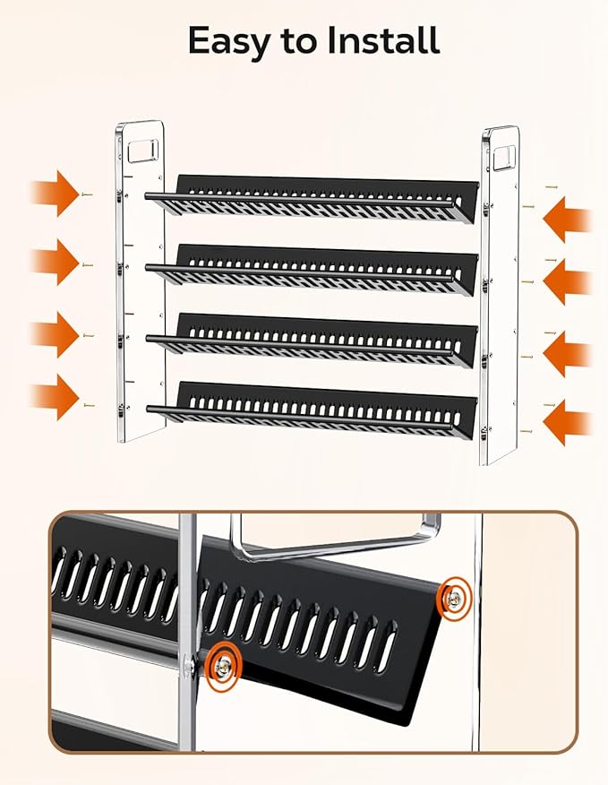 Nieifi Transparent & Black Spice Rack Rustproof, without Seasoning Jars,4-Tier Transparent ABS Plastic Spice Rack Organizer for Cabinet and Countertop,Thickened Corrosion-Resistant-Tiered Kitchen