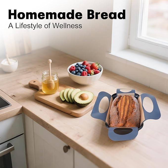 Loaf Pan with Liners Set: 2-Pack Nonstick 9 x 5 Inch Bread Pan and Loaf Liners for Homemade Oven Baking - Rectangular Baking Tray for Kitchen Home Baker Make Sourdough Banana Sandwich Bread