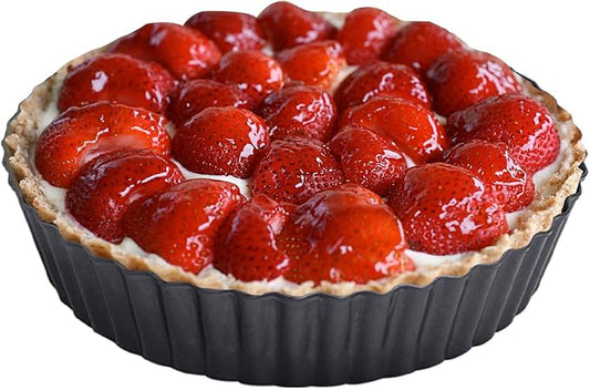 RICHSC-PAN Deep Tart Pan, 9.5 x 2.2 Inches Non-Stick Tall Tart Pan Bottom Can Be Removed. Suitable for Making Various Pies, Tarts and Quiche. Easy to Clean is the Choice for Home Baking.