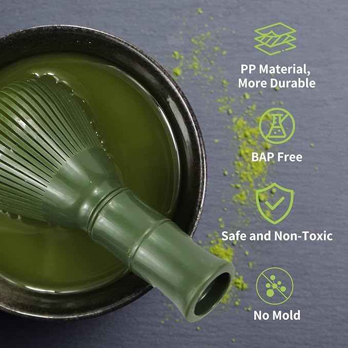 Resin Matcha Whisk Traditional Japanese Chasen Matcha Tea Whisk Gifts for Tea Lovers Reusable Plastic Matcha Whisk for Authentic Tea Preparation (Black+Green)