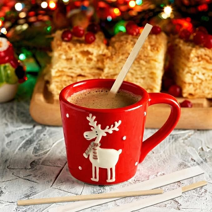 500Pcs Square Bamboo Coffee Stirrers Individually Wrapped – Coffee Stir Sticks 5.5 Inch Coffee Bar Disposable individually wrapped coffee stirrers for Coffee and Cocktail
