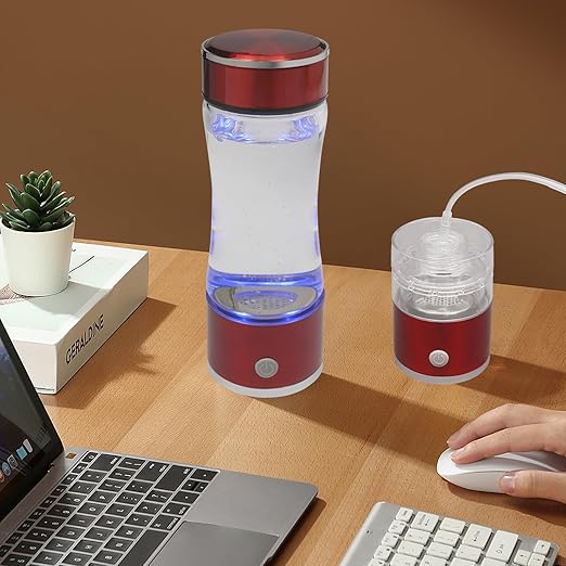 Hydrogen Water Generator Bottle, Portable Rechargeable Ionizer Machine,Improve Water in 3 Minutes, for Home, Office, Travel, Daily Drinking (Red)