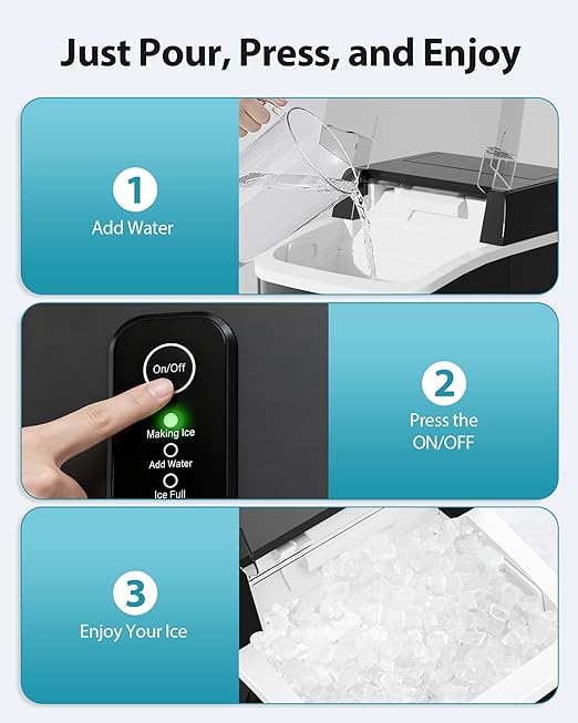 Aeitto Nugget Ice Maker Countertop, 42lbs/24H Ice Machine with 1.5L Water Tank, Rapid Ice Release in 6 Mins, Self-Cleaning Pebble Ice Maker with Basket and Scoop for Home Office RV and Party, Black