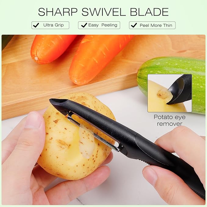 Senbowe Upgrade Potato Peeler for Kitchen, 6PCS Stainless Steel Vegetable Peeler, I and Y Veggie Food Peeler for Apple Fruit Carrot Zucchini Cucumber,Good Grip Makes Peeling Very Easy