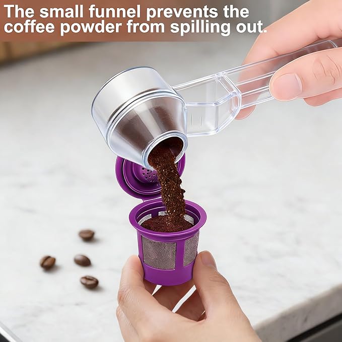 Palksky Coffee Scoop & Funnel for Reusable K Cup Refillable Coffee Pods, 2 Tablespoon Slide Coffee Measuring Funnel Scooper,1PCS - Transparent