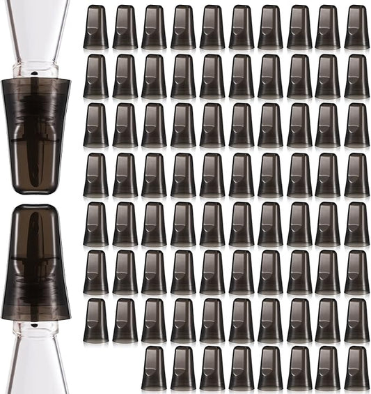 Chengu 80 Pieces Liquor Bottle Covers Pour Spout Covers Bar Toppers for Bottles Universal Pour Dispenser Dust Translucent Silicone Rubber Spout Caps for Bar Home Kitchen Tools Supplies (Black)