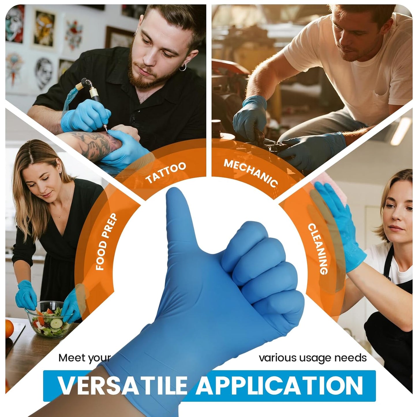 6 mil Disposable Nitrile Gloves, Heavy Duty Disposable Gloves, Cooking Glove, Latex Free, Powder Free (Blue of 100, Medium)