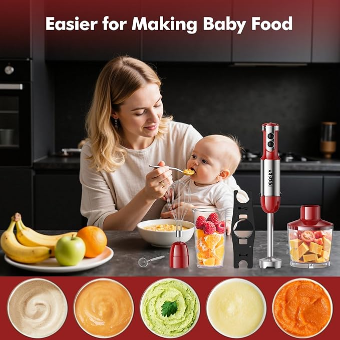 Immersion Blender Handheld 1200W, 20-speeds Immersion Hand Blenders, Hand Mixer with Mining Beaker,Chopper,Whisk, Frother, Stand and Stick Blender Suitable for Kitchen, Protein Shakes and Baby Food