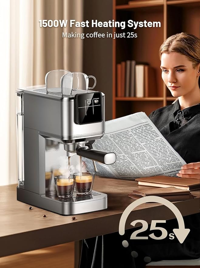 KEENSTAR 20 Bar Espresso Machine, Hot & Cold Brew Coffee Maker with Milk Frother, Touch Screen, Compact Water Tank, Expresso Coffee Machines for Lattes, Cappuccinos, Americano, Home & Office