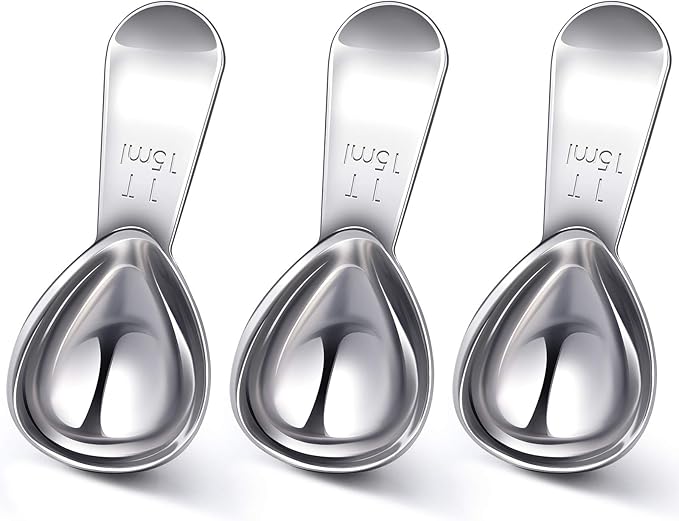 Patelai 3 Pieces Coffee Scoop Tablespoon Measuring Spoons Stainless Steel Coffee Scoops Short Handle Tablespoon for Tea Sugar Kitchen Gifts(15 ml,Silver)