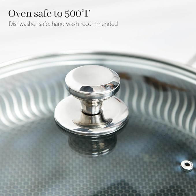 11 In Glass Lid for Frying Pan, Tempered Replacement Cover Compatible with All 11" Cookware for Skillets, Round Cast Iron, Cast Aluminium, Stainless Steel Pans &Pots, 10.8in/ 276mm - 11.2in/292mm