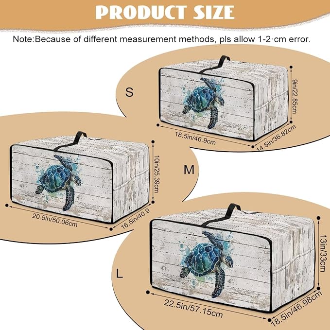 Air Fryer Toaster Oven Cover with Side Pockets, Protective Electrical Appliance Cover Kitchen Countertop Accessories and Decor, S, Watercolor Sea Turtle Wood Grain