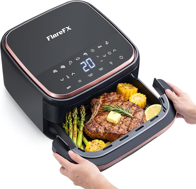 4.5QT Air Fryer Pizza Oven with 11 Presets, Air Fryers with Dual Heating & 360° Airflow | Viewing Window | Touch Display, Nonstick Airfryer for Roast, Bake, Dehydrate, Microwave, Reheat & More