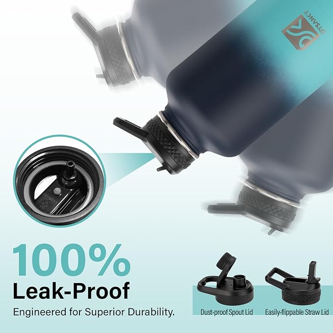 DYSANKY Insulated Water Bottle | Thickened Stainless Steel Vacuum Metal | Portable Sports Half Gallon Large Water Jug for Gym and Hiking with Straw, Carrier Bag, Handle Strap | BPA-Free 64 oz