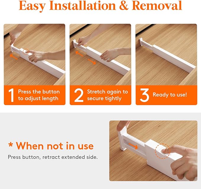 Lifewit Silverware Drawer Organizer, Expandable Utensil Tray for Kitchen, 5 Pack Kitchen Drawer Dividers 2.36" High, 16"-22" Adjustable Drawer Organizer