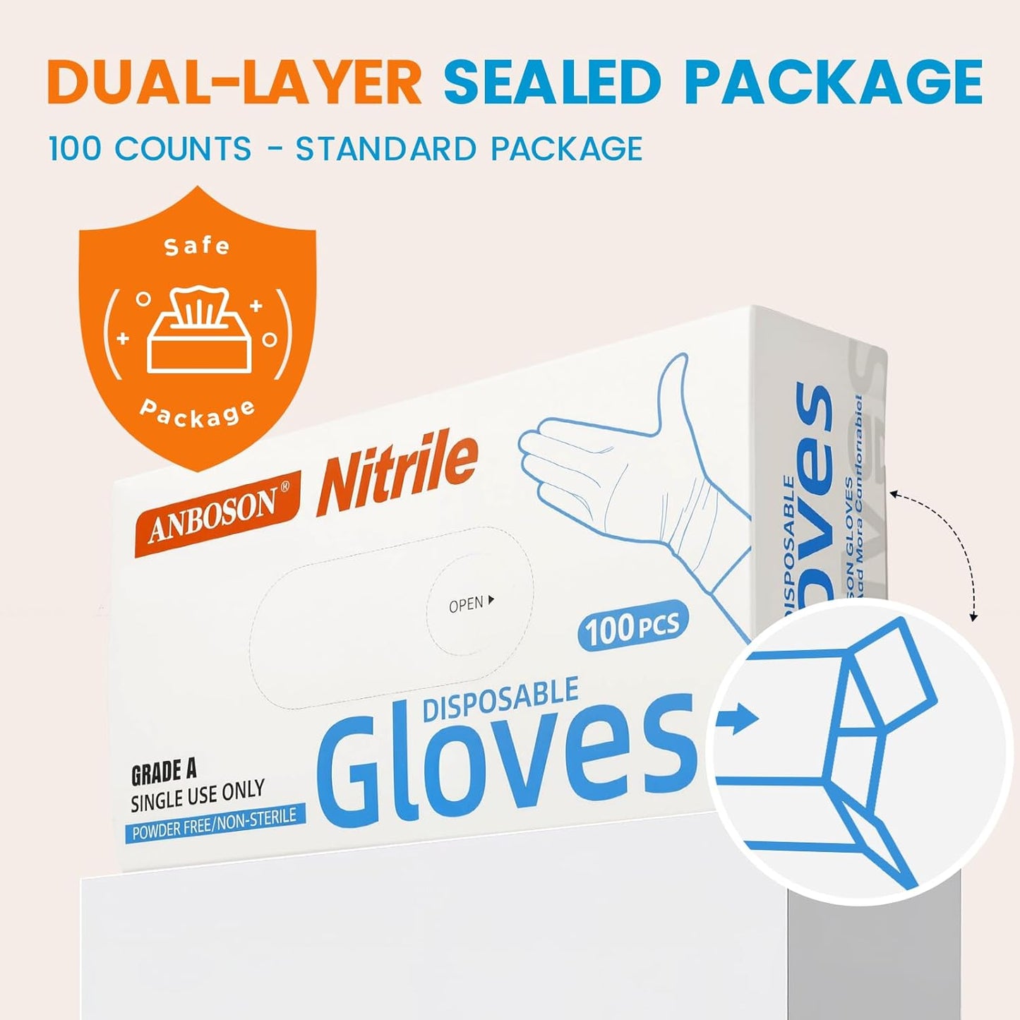 6 mil Disposable Nitrile Gloves, Heavy Duty Disposable Glove, Cooking Gloves, Latex Free, Powder Free (Blue of 100, Large)
