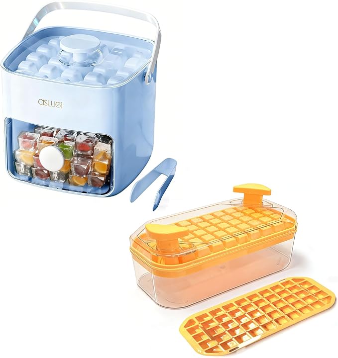 Ice Cube Tray with Lid and Bin+ Mini Ice Cube Tray