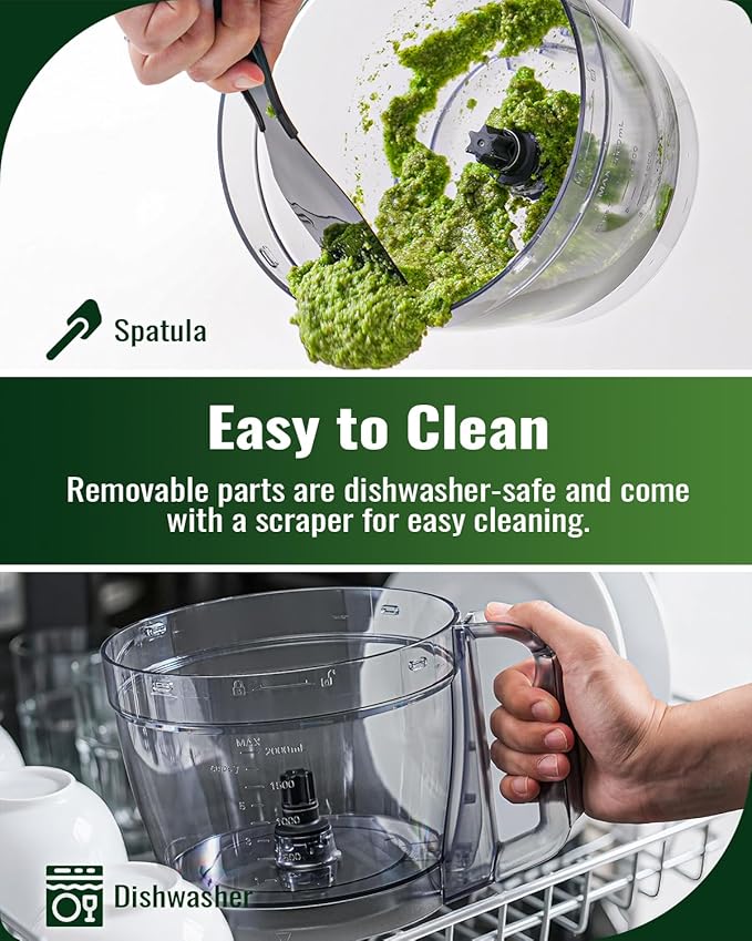 Food Processor, 4 Programs & Pulse,1000W Max Power,12 Cups Total Volume for Slicing, Mincing, Dicing, Shredding, Puree, Dough and Vegetable Chopper Clean Bowl Scraper, Stainless Steel