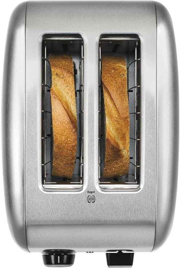 KitchenAid KMT2115SX Stainless Steel Toaster, Brushed Stainless Steel & 6 Speed Hand Mixer with Flex Edge Beaters - KHM6118