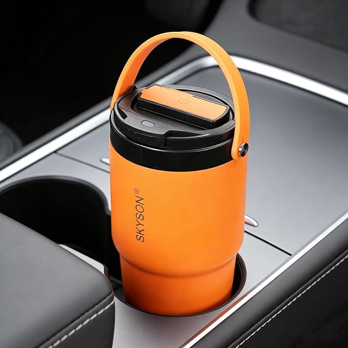 Portable Coffee Maker Mug for Travel,Mini Espresso Coffee Machine,20 oz Thermos Cup with Lid Fast Extraction Electric Filter Brewer,Insulated Stainless Steel Tumbler (Grey)