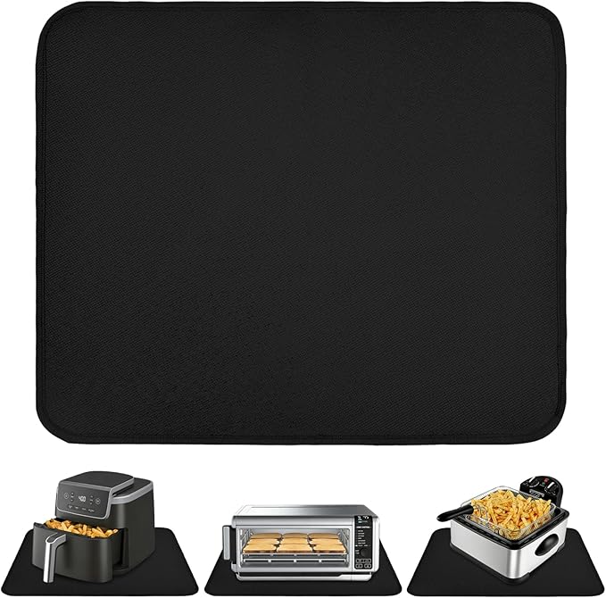 Black Large Heat Resistant Mat 21x24in, Hot Pads for Countertops Under Air Fryer Oven, Countertop Protector for Kitchen Appliances