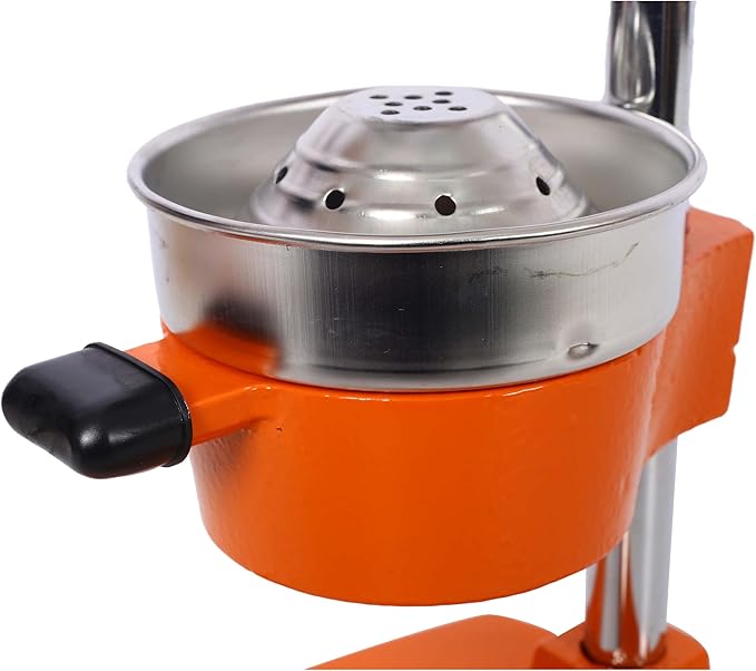 【Cast Iron Citrus Juicer】Commercial Grade Manual Orange Juicer, Heavy Duty Hand Press Juicer for Orange Lemon Lime, Extra Large Countertop Juice Squeezer, Easy Clean (Orange)