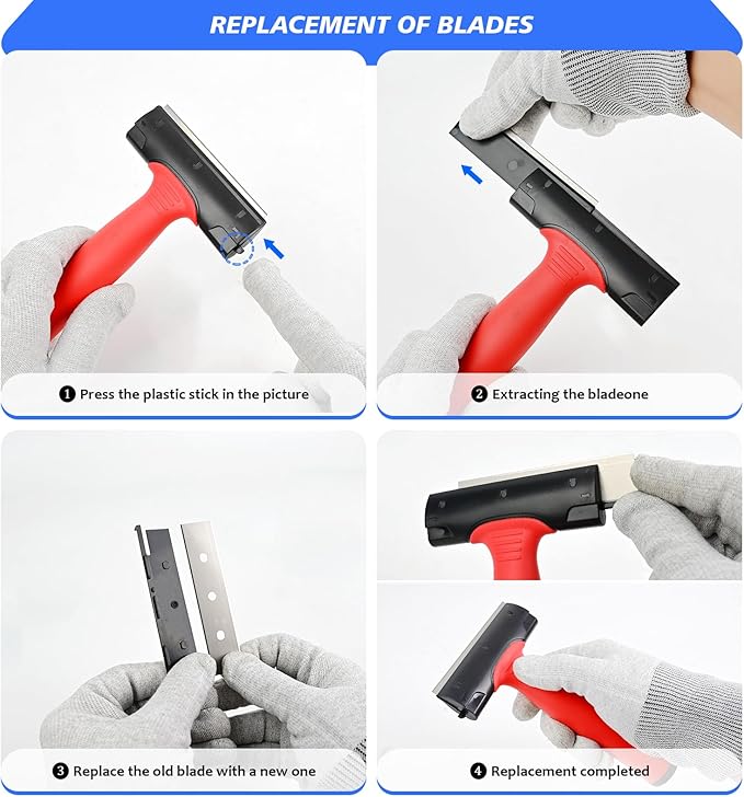EHDIS Long Handle 4 Inch Razor Blade Scraper Tool Adjustable 16‘’-58‘’ Tile Paint Floor Scraper for Wood,Window Glass Wallpaper Remover,Painting Stripping, Adhesive Removal