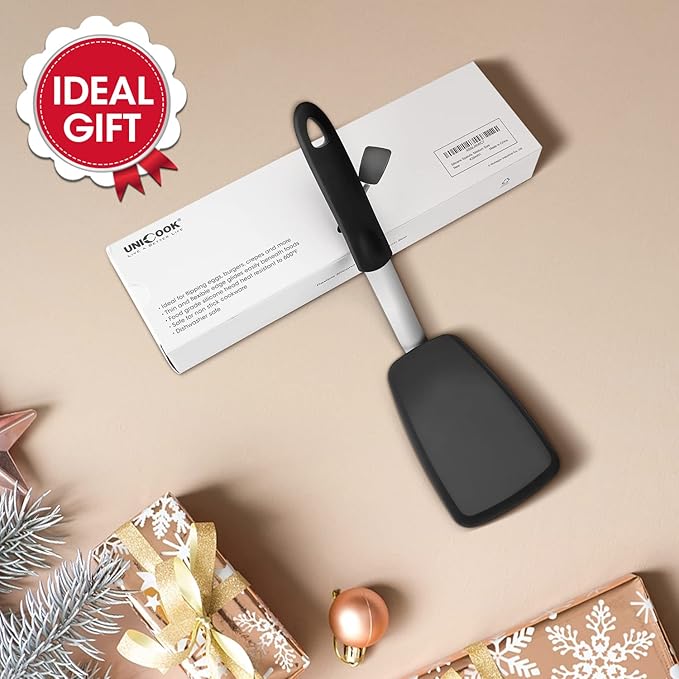 Unicook Flexible Silicone Spatula, 600°F Heat Resistant Silicone Turner for Nonstick Cookware, Essential Kitchen Cooking Utensil, Ideal for Flipping Eggs, Pancake, Burgers, Crepes and More, Medium
