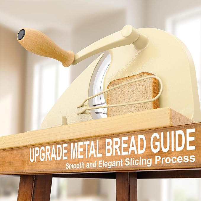Upgrade Manual Bread Slicer for Homemade Sourdough Bread, Adjustable Thickness with Stainless Steel Serrated Blade, Even Slicing Guide, Non-Slip Suction Cups – Ideal for Home Kitchens and Bakeries
