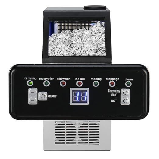 ROVSUN Commercial Ice Maker 110lbs/24h Automatic Built-in Stainless Steel Under Counter/Portable Freestanding for Restaurant Bar with 24lbs Storage, Connection Hoses & Ice Scoop