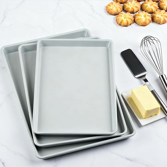 Cookie Sheets for Baking 18x13", Half Ceramic Baking Sheet, Non-Stick & Non-Toxic Ceramic Coating, 2.2mm Thick Aluminum Oven Trays for Cooking, PTFE & PFOA Free