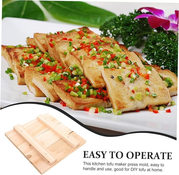 SOLUSTRE Wooden Tofu Press Mold Adjustable Frame Washable Tofu Maker 100% Natural Cedar Wood for Homemade and Cheese Making