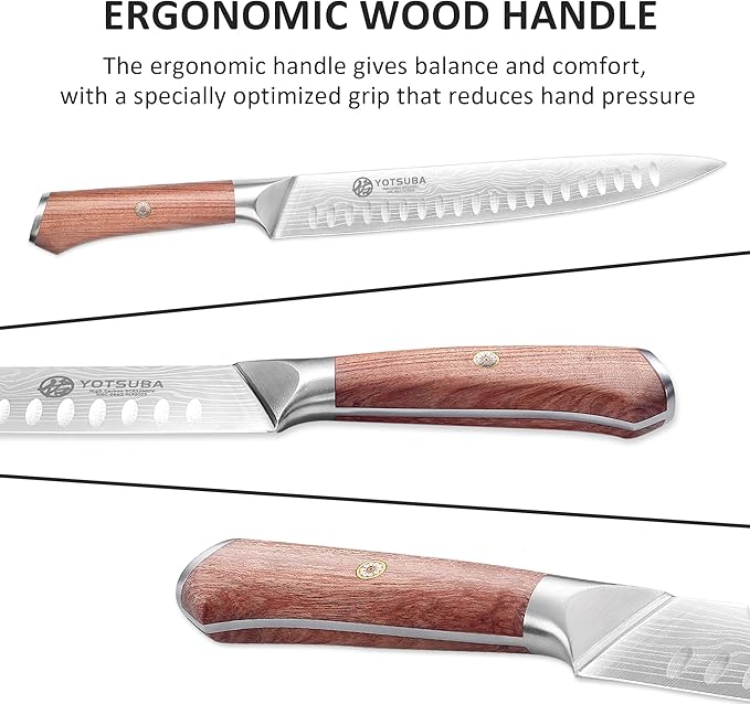 YOTSUBA Carving Knife for Meat, 10" Slicing Knife, High Carbon Steel Brisket Knives with Ergonomic Handle, Butcher Breaking Knives for Meat Cutting and Cooking with Gift Box
