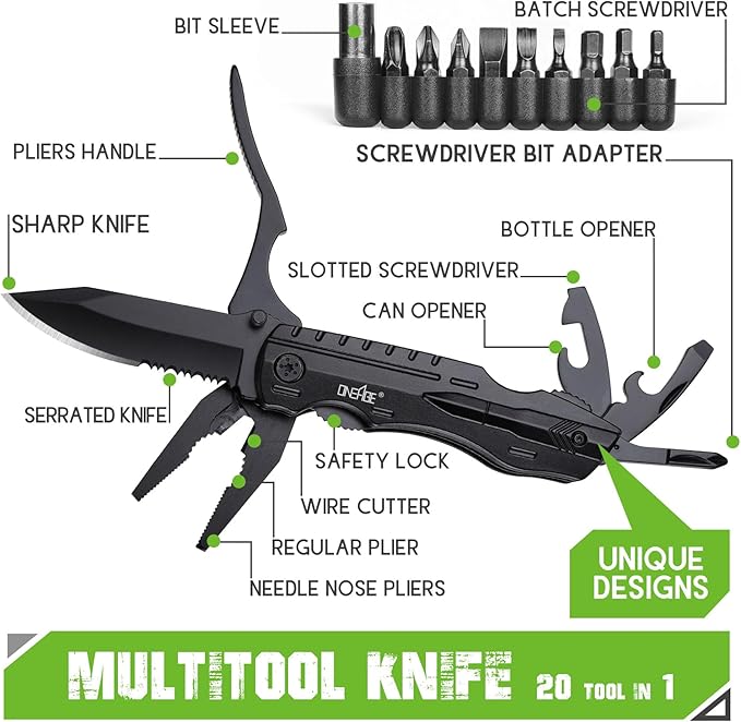 Gifts for Men Dad Him, Birthday Gifts for Man Husband Guy, Multitool Pocket Knife, Groomsmen Gift, Stocking Stuffers for Men, Christmas Fathers Day Mens Gift, Hunting Camping Knives for Outdoor