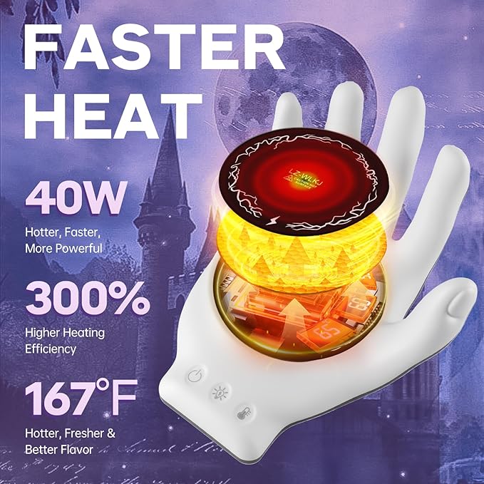 Devil's Hand Heating Mug Warmer Set - 3 Temp Settings & 8H Timer, Coffee Cup Warmer Plate for Desk Auto Shut Off, Ideal Beverage Warmer Gift for Coffee, Tea, Milk (Special)