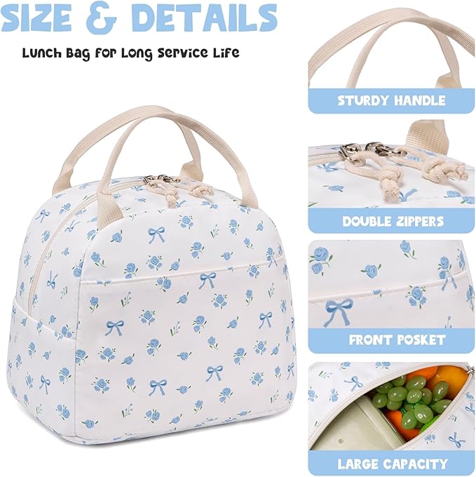 Bluboon Lunch Box for Women Cute Lunch Bag Reusable Insulated Lunch Bags Large Capacity Lunchbox Cooler for Work Picnic or Travel