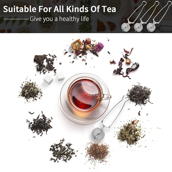 Snap Ball Tea Strainer, Exptolii 3 Pack Stainless Steel Tea Infuser Filter with Handle for Loose Leaf Tea, Spices, Seasonings