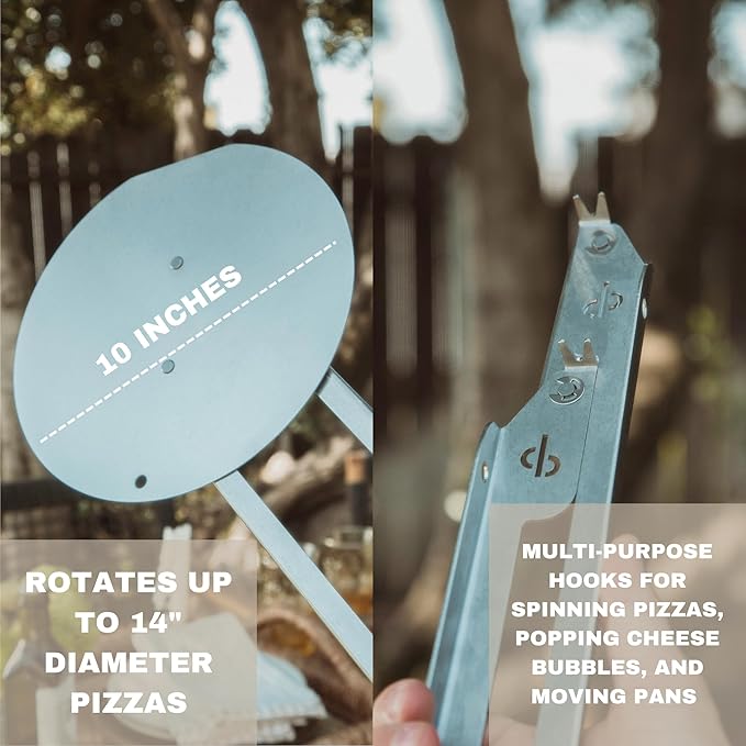 Rotating Pizza Peel I Professional Cook Bakery Home Chef I Stainless Steel Spatula for the Perfect Crust I Lightweight, Long Handle, Easy to Clean 10” Spinning Disk for 14” Cake Pie